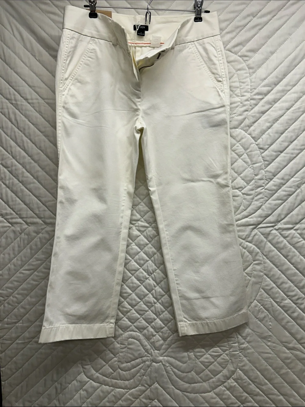 J. Crew Off-White Cropped Straight-Leg Jeans